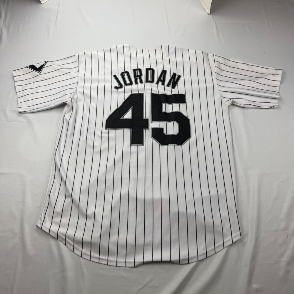 KOOY Baseball Jersey Mens XXL White Michael Jordan 45 Birmingham Barons Pinstrip